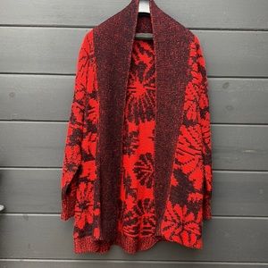 Black and Red Floral Cardigan